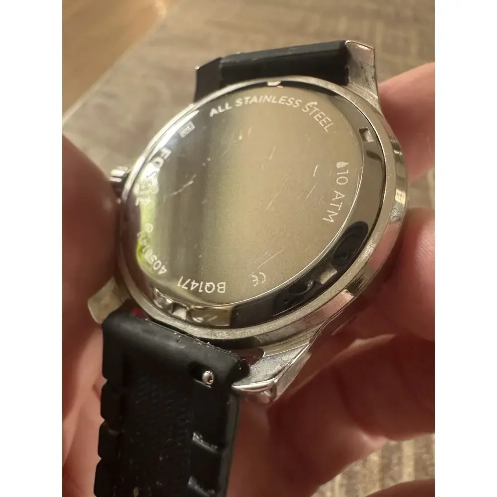 Fossil Watch BQ1471 Stainless Steel Chronograph New Battery Black Band